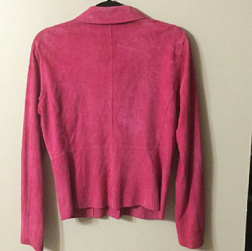 TAHARI Hot Pink Suede Jacket - Picture 4 of 8